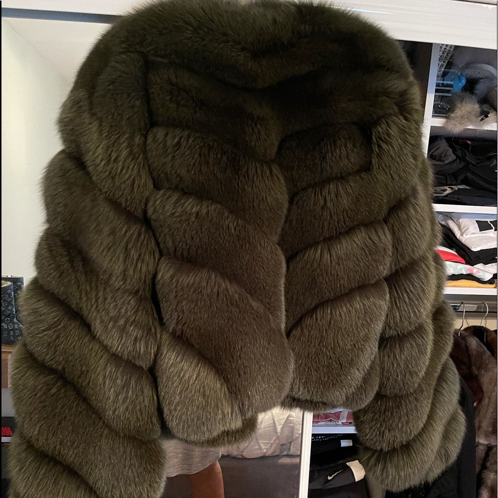 Custom real fox waist jacket.